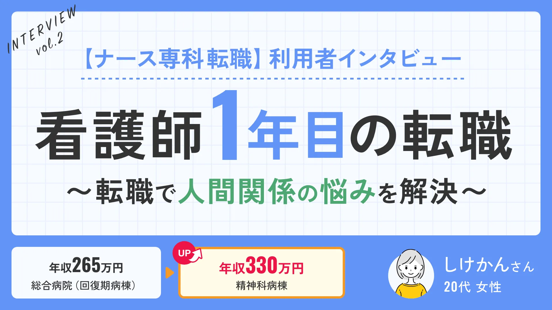 【ナース専科転職】利用者インタビュー 看護師1年目の転職〜転職で人間関係の悩みを解決〜